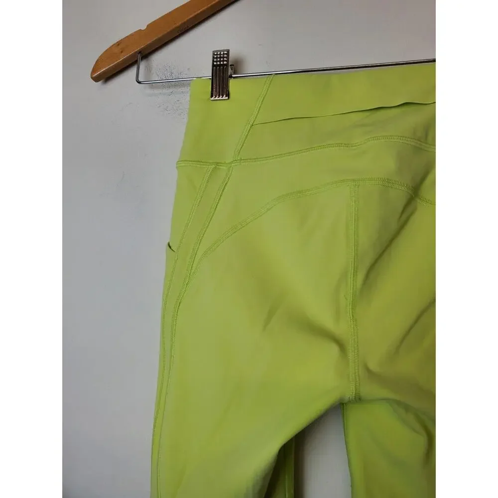 Lululemon‎ 2 Time To Sweat Leggings 23 Inch Lemon Yellow Luxtreme LW6AZHS